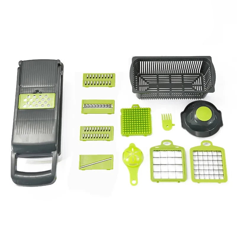14/16-in-1 Multifunctional Vegetable Chopper & Slicer – Onion Chopper, Food Grater, Dicer & Kitchen Cutter with Stainless Steel Blades