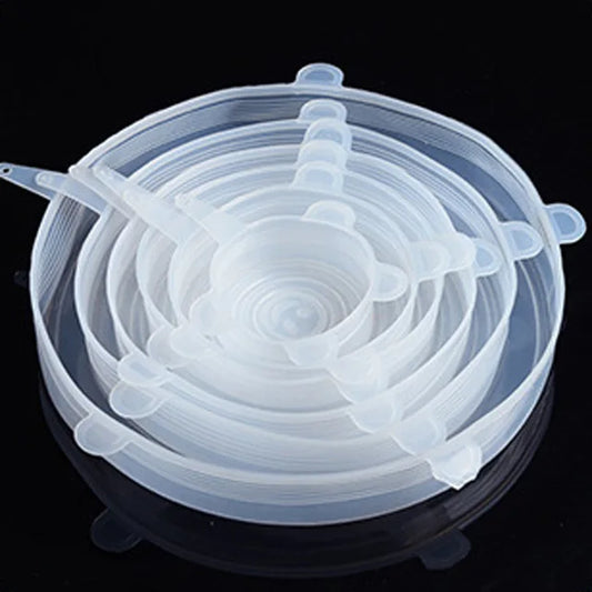 6 Pcs Silicone Stretch Lids | Reusable Food Covers for Bowls, Cups & Containers | Microwave & Freezer Safe Elastic Silicone Lid Caps