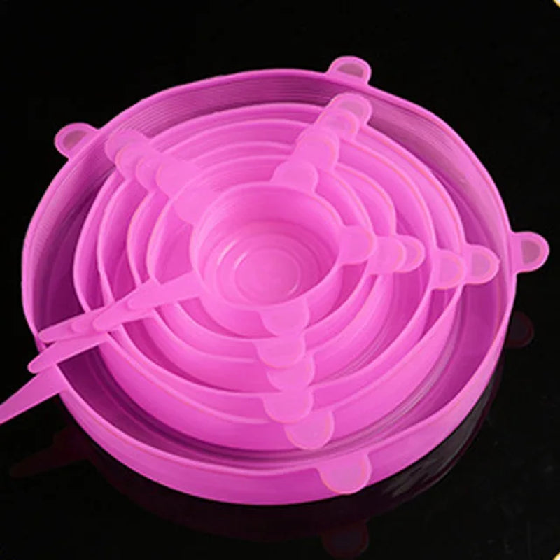 6 Pcs Silicone Stretch Lids | Reusable Food Covers for Bowls, Cups & Containers | Microwave & Freezer Safe Elastic Silicone Lid Caps