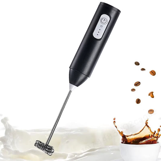 Wireless Milk Frother Electric Handheld Coffee Mixer – Type-C Rechargeable Stainless Steel Mini Blender Whisk for Latte, Cappuccino, Cream & Hot Chocolate