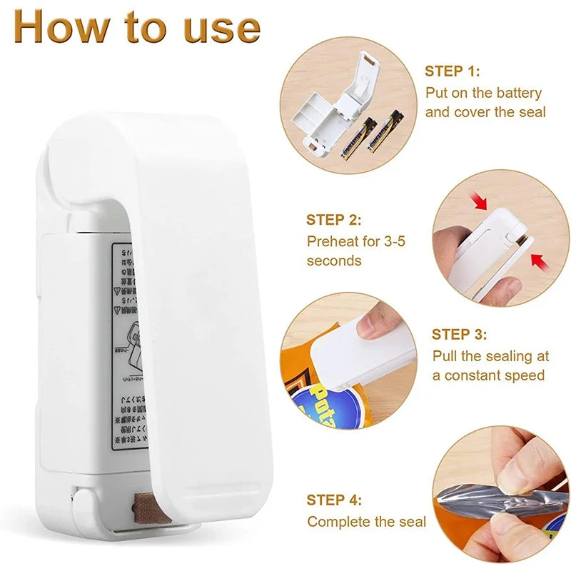 Mini Heat Bag Sealer – Portable Handheld Plastic Food Bag Sealing Machine for Kitchen Storage