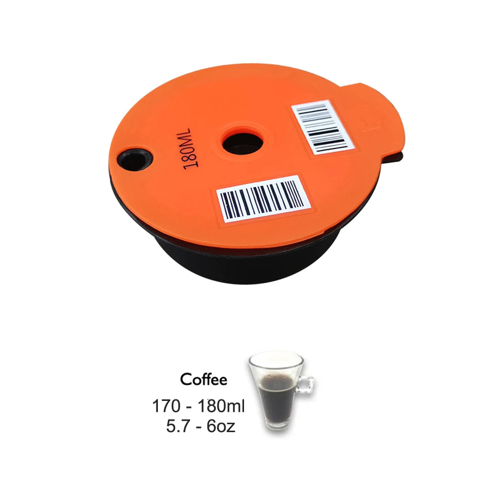 Reusable Coffee Capsule Pods for Tassimo Machines | 60ml / 180ml Refillable Coffee Disc with Silicone Lid & Stainless Steel Filter