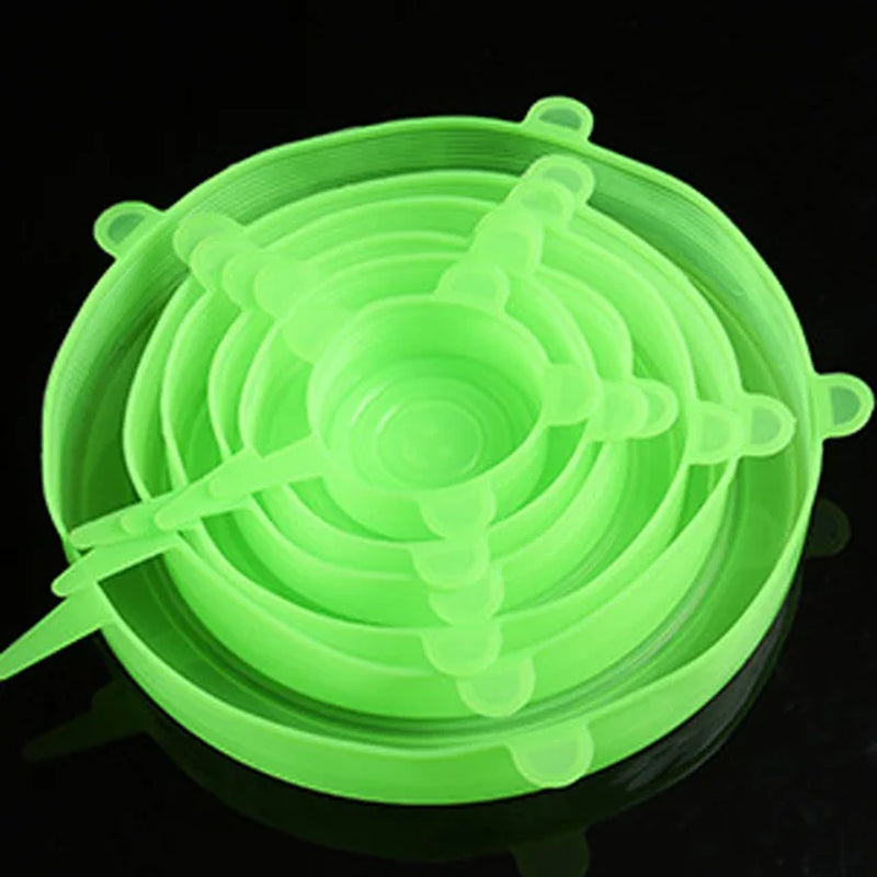 6 Pcs Silicone Stretch Lids | Reusable Food Covers for Bowls, Cups & Containers | Microwave & Freezer Safe Elastic Silicone Lid Caps