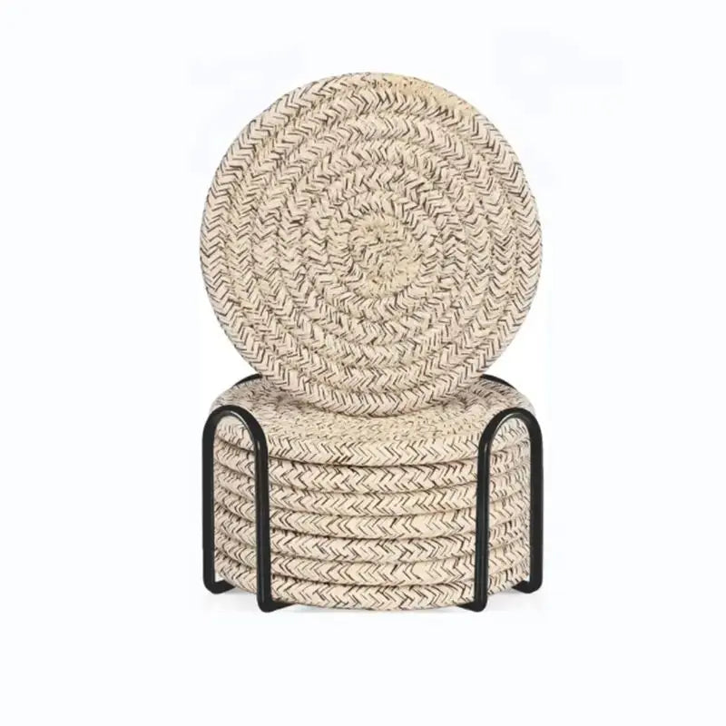 8-Piece Cotton Woven Drink Coasters – Absorbent, Boho Minimalist Coffee Table Decor, Cute Cup Mats for Home & Office
