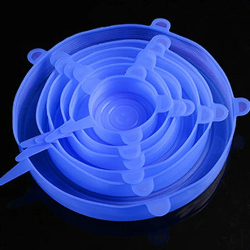 6 Pcs Silicone Stretch Lids | Reusable Food Covers for Bowls, Cups & Containers | Microwave & Freezer Safe Elastic Silicone Lid Caps