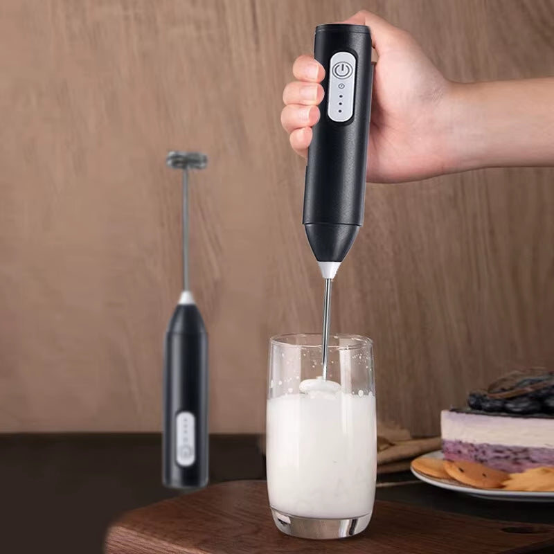 Wireless Milk Frother Electric Handheld Coffee Mixer – Type-C Rechargeable Stainless Steel Mini Blender Whisk for Latte, Cappuccino, Cream & Hot Chocolate