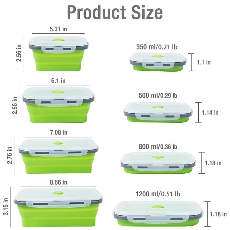 Collapsible Silicone Food Storage Containers with Lids – Stackable Lunch Boxes for Pantry, Freezer & Kitchen Use
