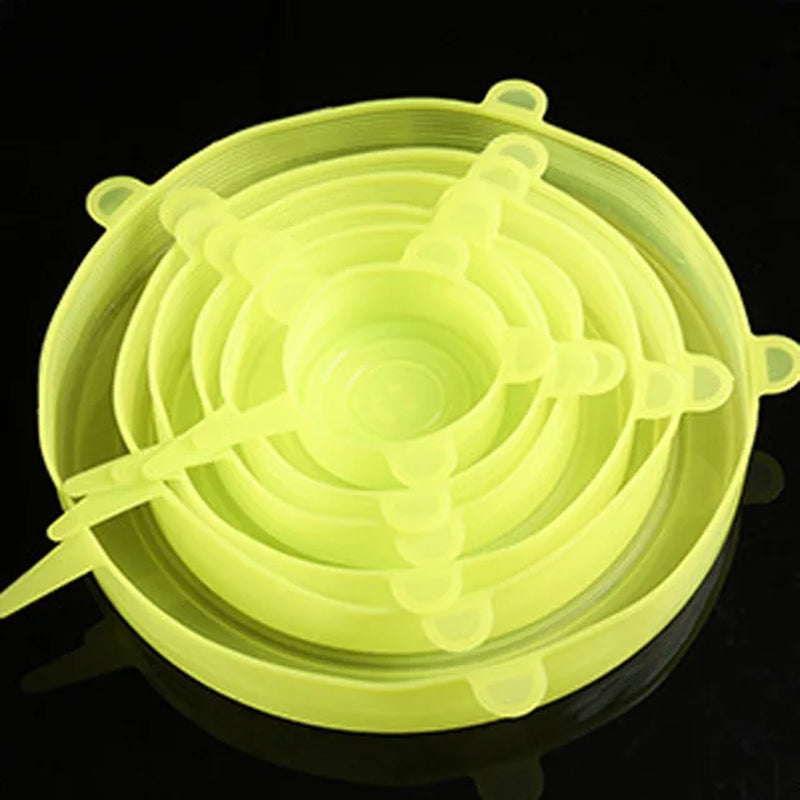 6 Pcs Silicone Stretch Lids | Reusable Food Covers for Bowls, Cups & Containers | Microwave & Freezer Safe Elastic Silicone Lid Caps